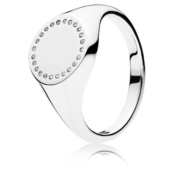 Pandora Signet Circle Ring – Sterling Silver – Size 52 – NWOB - Picture 1 of 6